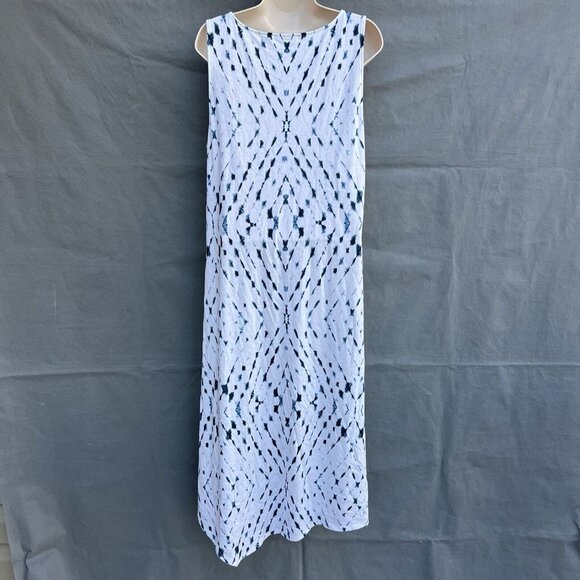 Pure J. Jill Tie Dyed Blue White Size Large Long Dress Sleeveless Lightweight - Picture 2 of 6